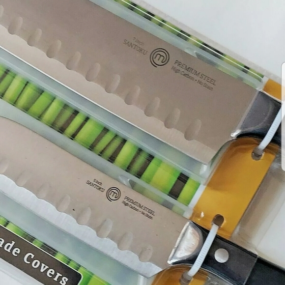 MasterChef 2Pc. Santoku Knife Set 5" &7" Full-Tang Stainless Steel with Cover - Picture 3 of 4